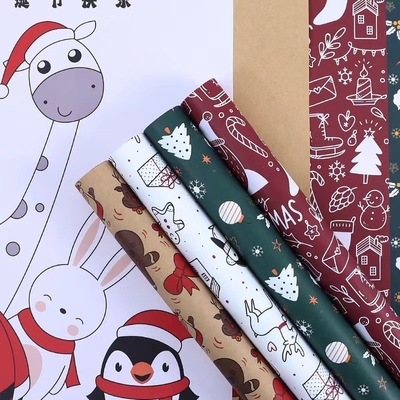 Giá tốt. Quà tặng Giáng sinh vui vẻ Giấy gói 58cm X 58cm Giấy Kraft in 20 tờ trong túi trực tuyến