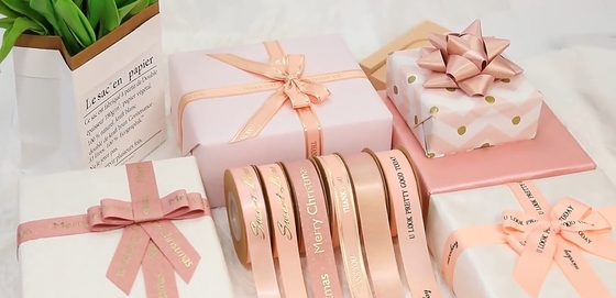 Giá tốt. High Tenacity Gift Wrapping Satin Ribbon với Logo in tùy chỉnh và Rose Gold Foil trực tuyến