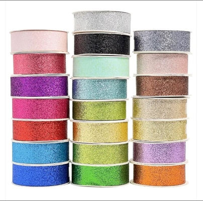 Giá tốt. Giáng sinh Polyester Sparkle Green Glitter Ribbon cho gói quà tặng với màu sắc tùy chỉnh trực tuyến