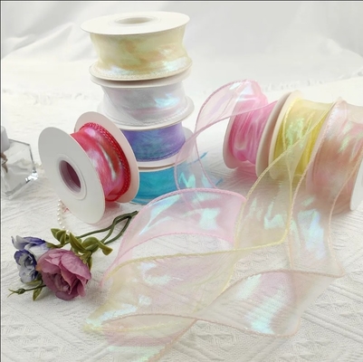 Giá tốt. Custom Solid Color Sheer Chiffon Pink Silk Organza Stain Ribbon Cho quà cưới Cây hoa Bọc trang trí trực tuyến