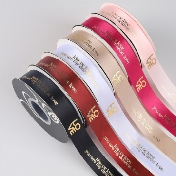 Giá tốt. Anh Polyester Ribbon Hoa bao bì Ribbon cho DIY hoa phong cách 2,5 cm Tình yêu vàng dán trực tuyến