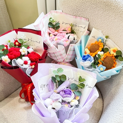 Giá tốt. 520 Ngày của Mẹ Bouquet Woolen đan hoa thủ công cho mùa tốt nghiệp trực tuyến