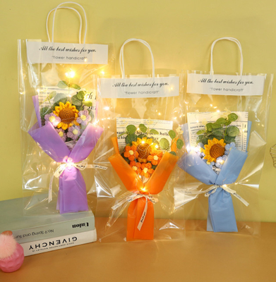 Giá tốt. 25x45cm Sunflower Simulation Knitted Yarn Flower Arrangement trực tuyến