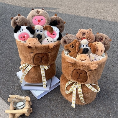 Giá tốt. Đẹp 20x35cm Capybara Plush Doll Cartoon Doll Bouquet Món quà tuyệt vời cho bạn gái vào ngày Valentine trực tuyến