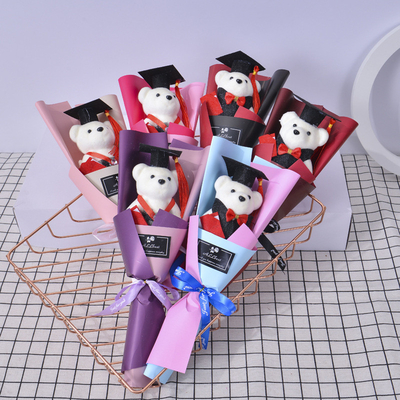 Giá tốt. Chuỗi hoa tốt nghiệp gấu Bác sĩ Gấu búp bê nam và nữ búp bê hoạt động hoạt động của trường 15x35cm Nhiều màu trực tuyến