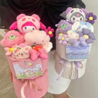 Giá tốt. Bouquet búp bê Kuromi nhiều màu 20x35cm là món quà hoàn hảo cho bạn gái của bạn vào Ngày Trẻ em. trực tuyến
