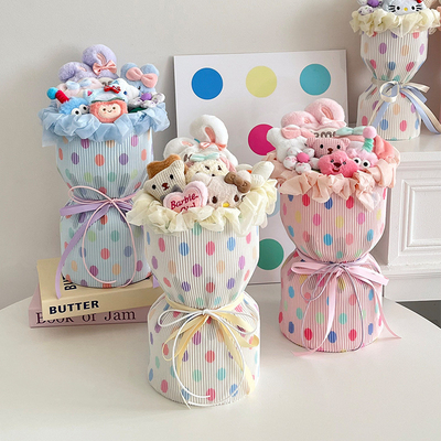 Giá tốt. Phong cách đẹp và đẹp Dopamine Dot Fabric Finished Bouquet Soap Rose Flower Quà tặng ngày Valentine cho bạn gái trực tuyến