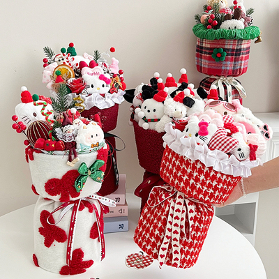 Giá tốt. Giáng sinh Plush Fabric búp bê kết thúc bó hoa Giáng sinh Giúp quà sinh nhật cho bạn gái trực tuyến
