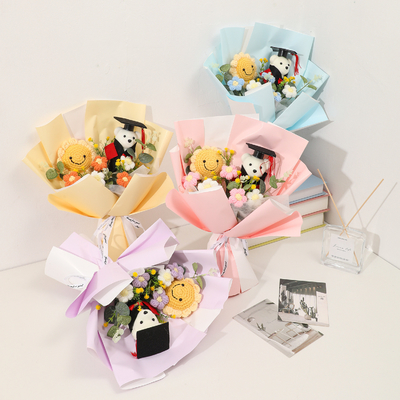 Giá tốt. Bác sĩ gấu hoa tốt nghiệp hoa hướng dương thêu len thêu sản phẩm hoàn thiện mô phỏng hoa thi tuyển sinh đại học quà khuyến khích trực tuyến