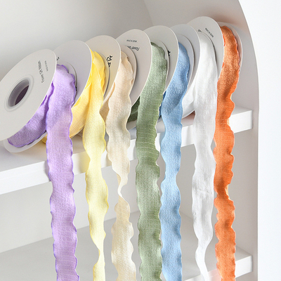 Giá tốt. 2.5cm sợi sóng pleated ruyến hoa ruyến đuôi cá ruyến bọc ruyến hoa ruyến tuyết ruyến chiffon ruyến ruyến trực tuyến