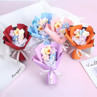Giá tốt. Hoàn thành Ngày Valentine của mẹ hoa crochet hoa nhân tạo hoa dệt Puff hoa để sử dụng hoa trực tuyến