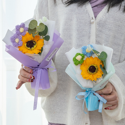 Giá tốt. Cây hoa hoa hướng dương làm bằng tay, hoa đã hoàn thành, quà lễ hội trực tuyến