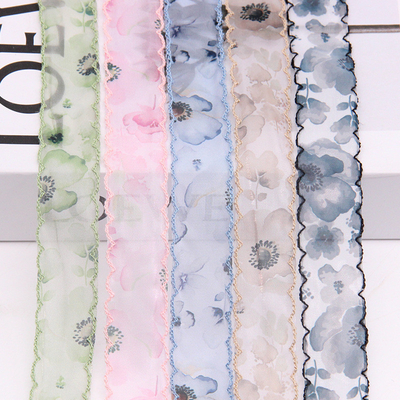 Giá tốt. Địa điểm của nhà sản xuất 2,5-5cm đôi tai dây chuyền chiffon băng in kiểu Trung Quốc phụ kiện tóc đầu trang DIY dây chuyền lụa trực tuyến