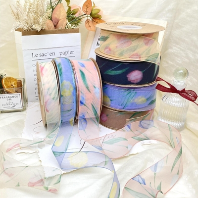 Giá tốt. New Online Hàn Quốc Ribbon Tulip Snow Silk Ribbon Flower Packaging Hair Accessories Bow Clothing Ribbon Shoe Flowers trực tuyến