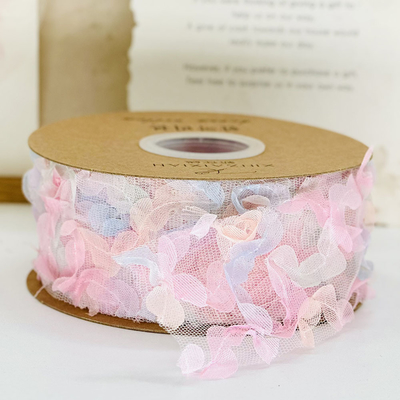 Giá tốt. 5cm / 100m Polyester phong cách Hàn Quốc hoa hoa với giày nắp hoa cây cung hoa DIY phụ kiện tóc Vật liệu lụa trực tuyến