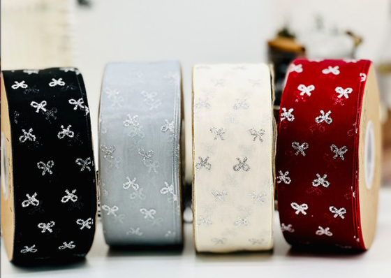 Giá tốt. Advanced Silver Sparkle Butterfly Snow Ribbon Sản phẩm thủ công phụ kiện tóc vật liệu vòm quần áo mũ rơm phụ kiện hộp quà trực tuyến