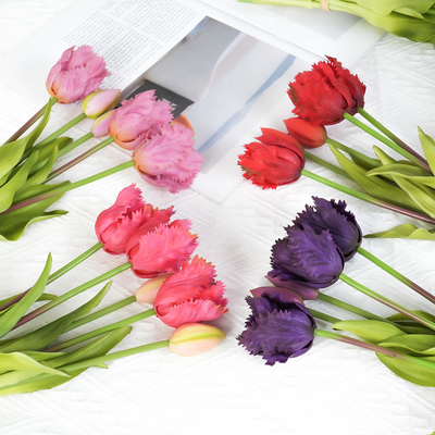Giá tốt. 5 đầu mới sóng mềm cao su hoa tulip nhân tạo, xuyên biên giới cao cấp trang trí nhà lễ hội hoa tulip nhân tạo trực tuyến