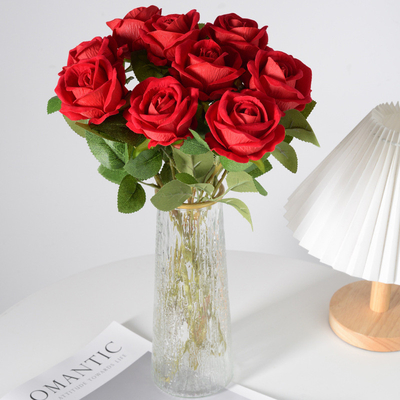 Giá tốt. Hoa hồng nhung giả, hoa giả, trang trí gia đình đám cưới, Ngày Valentine, bó hoa nhân tạo với cảm giác xúc giác trực tuyến