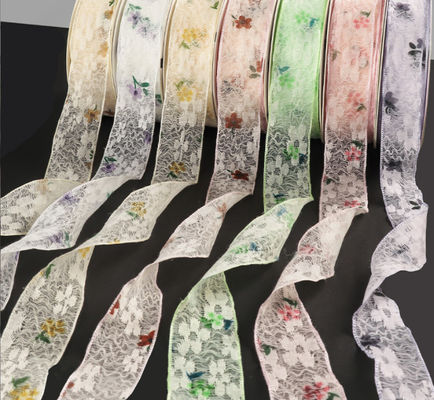 Mua Ruy băng ren hoa 2.5cm/10m màu xanh lá cây cho bó hoa bằng vải tuyn ngày Lễ tình nhân Thất Tịch sản xuất trực tuyến