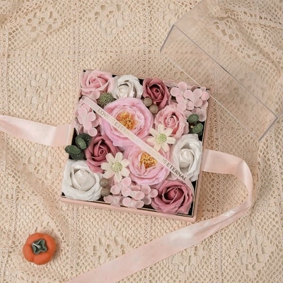 Mua Luxury Handmade Forever Soap Flower Rose Bouquet in Acrylic Box, món quà hoa xà phòng thơm thanh lịch cho ngày Valentine, Giáng sinh & sinh nhật sản xuất trực tuyến