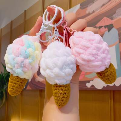 Mua Tay đan Cotton Yarn Ice Cream Crochet Animal Plush Doll Super Soft Small Gift Keychain Pendant Clip Machine Doll sản xuất trực tuyến
