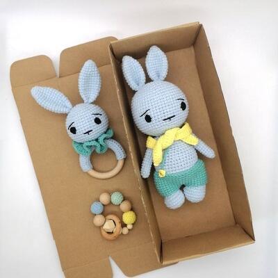 Mua Đồ chơi thỏ crochet 100% thủ công Amigurumi búp bê thỏ thú vật Plush stuffed thỏ trẻ em răng đồ chơi sản xuất trực tuyến
