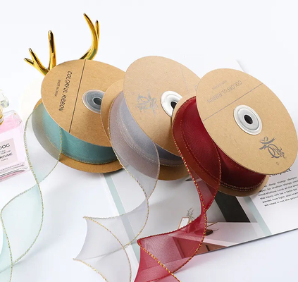 Giá tốt. Ruy băng Organza để gói quà Hoa Bao bì Sợi đuôi cá màu trơn Ruy băng Satin trực tuyến