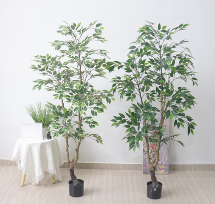Giá tốt. Cây cảnh giả cành Banyan Microcarpa Lá xanh bằng nhựa nhân tạo Cây Ficus ngoài trời trực tuyến