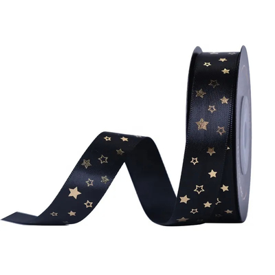 Giá tốt. FAMOUS Black Gilding Custom Silk Ribbon in cho logo quà tặng băng webbing bán buôn trực tuyến