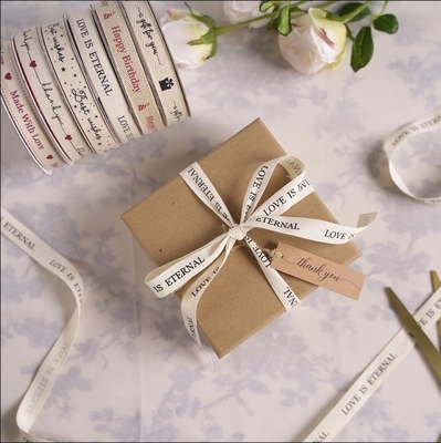 Giá tốt. Hình sắc bao bì hộp được cá nhân hóa Natural Herringbone Cotton Ink Printed Ribbon for Gift & Flower trực tuyến