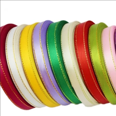 Giá tốt. High Tenacity Satin Ribbons Pink Golden Edge Ribbon Nhập gói quà bán buôn trực tuyến