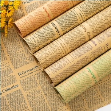 Giá tốt. Giấy bọc hoa 50 * 70cm theo phong cách báo Anh cổ điển cho bao bì quà tặng trực tuyến