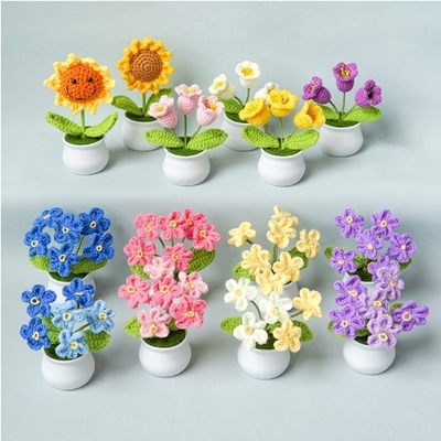 Giá tốt. Sản phẩm hoàn thiện được dệt bằng tay hoa lily of the valley trong nồi trang trí nhà đan hoa nhân tạo len móc hoa hoa nhân tạo quà tặng trực tuyến