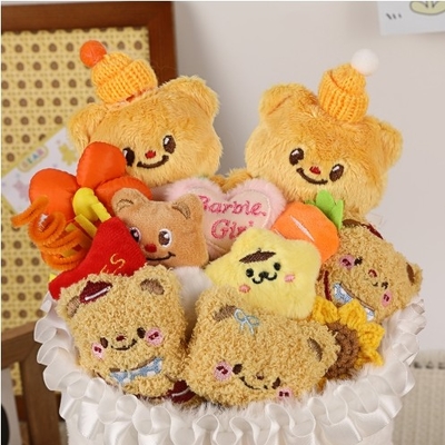 Giá tốt. Cute Butter Bear Bouquet đồ chơi nhồi đồ chơi hoạt hình con búp bê quà tặng nhỏ Bouquet cho bạn gái trực tuyến