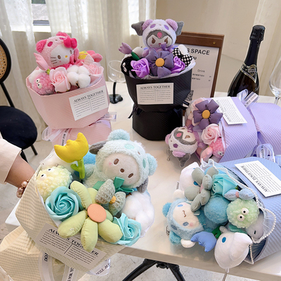 Giá tốt. Valentine's Day Gifts Creative Plush Doll Flower Bouquets Dolls Finished Muse Flower Bouquets Ngày của Mẹ Ngày Quốc tế Phụ nữ trực tuyến
