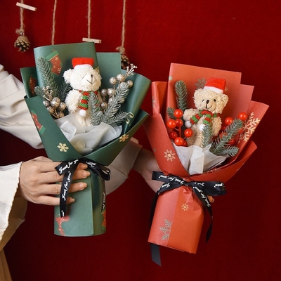 Giá tốt. Cây hoa Giáng sinh làm bằng tay hoa nhân tạo đan Giáng sinh con búp bê Giáng sinh Cây hoa Giáng sinh Quà tặng Santa Claus Cây hoa trực tuyến