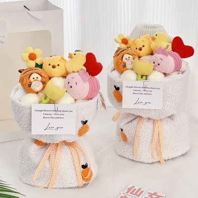 Giá tốt. Quà tặng ngày trẻ em độc đáo Bouquets hoa búp bê Plush với con gấu nhỏ đáng yêu và nhiều loại hoa trực tuyến