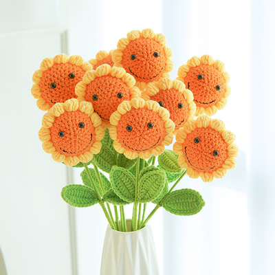 Giá tốt. 10x43cm làm bằng tay đan hoa hướng dương với khuôn mặt cười đa dạng hoa hướng dương Ngày của giáo viên hoa nhân tạo quà tặng trực tuyến