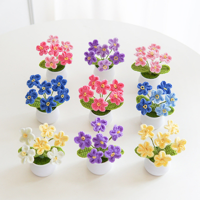 Giá tốt. Myosotis Forget-Me-Not hoa nhân tạo cây nồi làm bằng tay Trang trí gia đình Dải dệt sáng tạo quà tặng 5.5x10cm trực tuyến