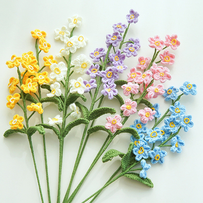 Giá tốt. 7x44cm thủ công đan quên-tôi-không Bouquet Crochet hoa nhân tạo với nhiều màu sắc trực tuyến