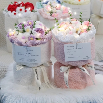 Giá tốt. Cây hoa Thỏ nhỏ lãng mạn Sản phẩm hoàn thiện đan bằng tay Lông hoa hồng Ngày Valentine Quà tặng sinh nhật cho các cô gái trực tuyến