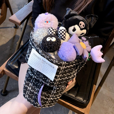Giá tốt. Halloween Gift Doll Bouquet Kuromi hoàn thành Plush Doll Bumpkin Head Cartoon Bouquet Quà tặng sinh nhật cho bạn gái trực tuyến