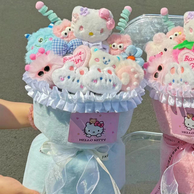 Giá tốt. Melody và Kiityt Mèo Plush Doll Bouquet Ngày sinh nhật và lễ hội Qixi Quà tặng cho các cô gái, bạn thân nhất và bạn gái Quà tặng sáng tạo trực tuyến