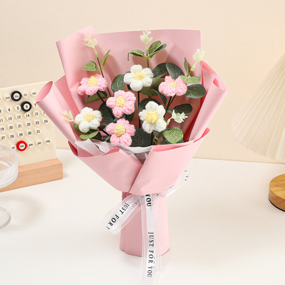 Giá tốt. Bông hoa làm bằng tay Bouquet Lanh Crochet đan hoa quà tặng hoa giả Hoa cầm tay Bouquet với nhiều màu trực tuyến