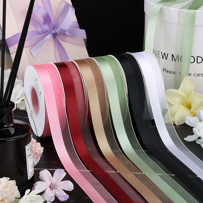 Giá tốt. 2,5cm nửa satin một nửa sợi bao bì ruy băng hoa sinh nhật ruy băng băng tay ruy băng Bướm trực tuyến