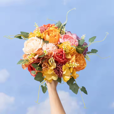 Giá tốt. Đầu nhỏ Peony Bush hoa hoa hoa hoa hoa nhân tạo của Ba Tư Hôn nhân Bouquet Hôn nhân bán buôn Hoa hồng lụa trực tuyến