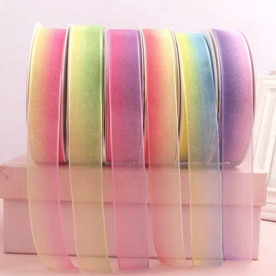 Giá tốt. Two tone gradient pearl gauze, snow gauze, gradient lace, lace, ribbon packaging, colorful ribbons, fresh flowers, holiday outfit Decorative ribbon trực tuyến