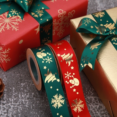 Giá tốt. Manufacturer supplies printed polyester ribbons, Christmas snowflake ribbons, gift ribbons, DIY Christmas packaging ribbons trực tuyến
