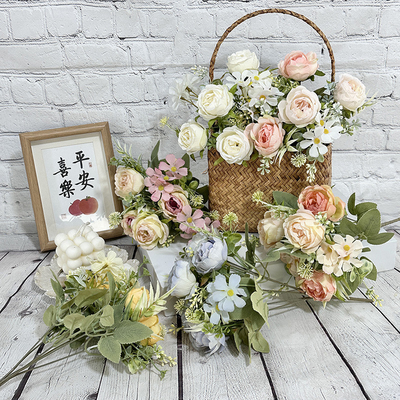 Giá tốt. Bông hoa mô phỏng gói hoa peony nhà sản xuất hoa bán trực tiếp hoa giả trang trí nhà hoa lụa thủ công trực tuyến