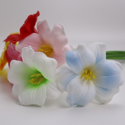 Giá tốt. Simulation opening leafless tulip PU touch Brownie artificial flower bouquet single flower European-style home decoration photography trực tuyến
